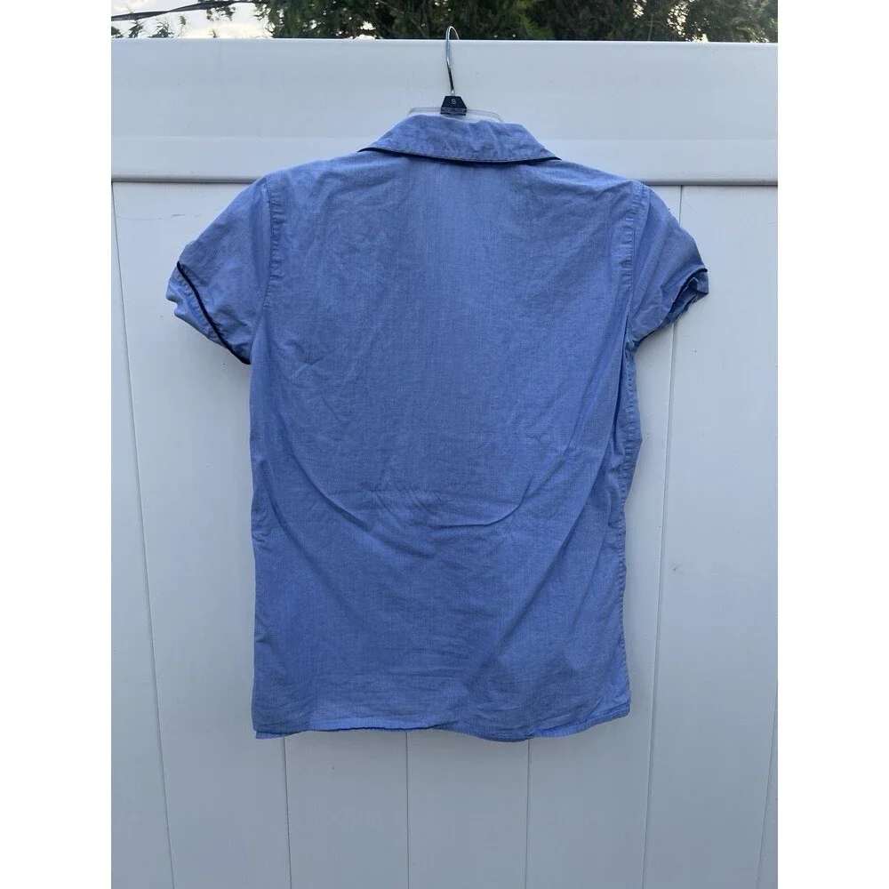 J.Crew Sleep Pajama Button Up Shirt Womens XXS Blue Cotton Lightweight